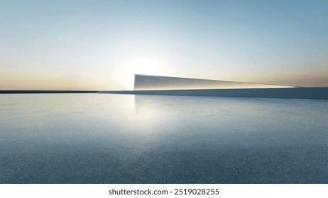 Abstract architecture with empty concrete floor, Scene for car presentation, 3d rendering