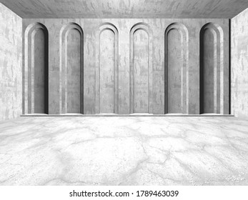 Abstract architecture interior background. Empty concrete room. 3d render