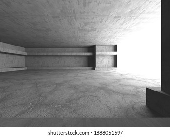 Abstract architecture interior background. Empty concrete room. 3d render