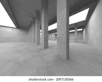Abstract architecture interior background. Empty concrete room. 3d render