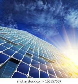 Abstract architecture. Skyscraper design, sky and 3d model my own