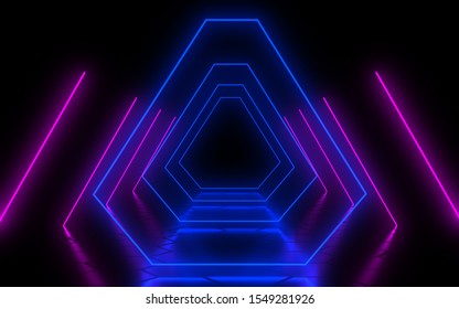 3d Render Ultraviolet Neon Square Portal Stock Illustration 1127031815