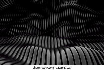 Abstract Array Of Shinny Black Polygons. 3d Rendering