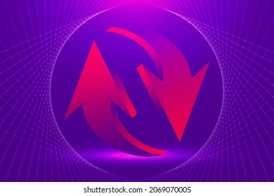 Abstract Arrow Background, Purple Gradient Business Reverse Symbol