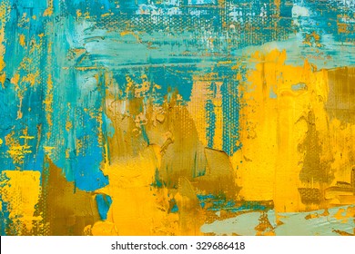 Abstract art background. Oil painting on canvas. Multicolored  bright texture. Fragment of artwork. Spots of oil paint. Brushstrokes of paint. Modern art. Contemporary art.