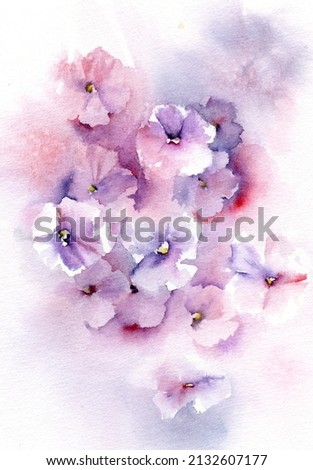 Abstract art background with watercolor flowers. Not isolated
