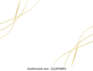 Abstract art background white color with wavy swirl golden lines at the corners. Wave pattern backdrop with copy space and yellow frame. Modern graphic design with futuristic element.
