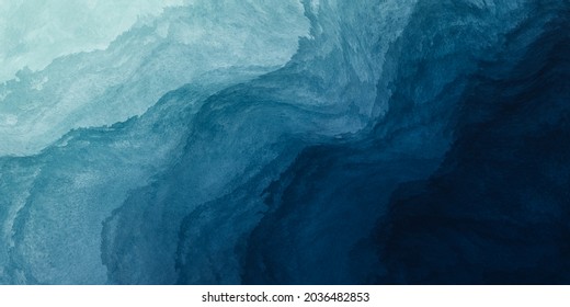 Abstract Art Blue Paint Background With Liquid Fluid Grunge Texture.