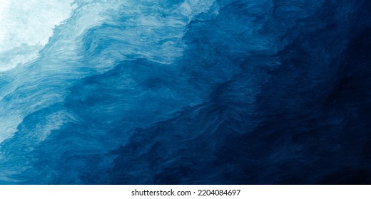 Abstract art blue paint background and liquid fluid grunge texture in concept winter  ocean