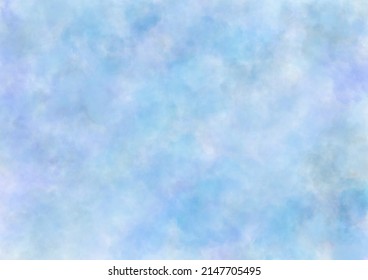 Abstract art blurred background light blue colors. Watercolor painting on canvas with sky blurry gradient. Fragment of artwork on paper with bokeh clouds pattern. Texture backdrop, macro.