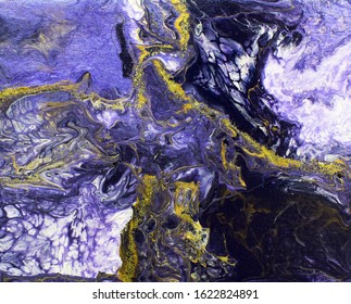 Abstract Art Design Background Photo Print Purple Gold Seam Slick Oil Spill Acrylic