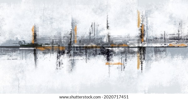 abstract art, modern painting, grey and orange wall art.