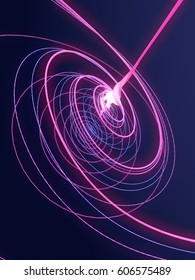 Abstract Art Pink Glowing Streaks Effect Background. 3d Rendering