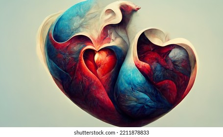 Abstract Art Of Two Hearts Together Concept Art Background Image