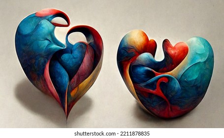 Abstract Art Of Two Hearts Together Concept Art Background Image