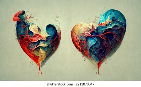 Abstract Art Of Two Hearts Together Concept Art Background Image