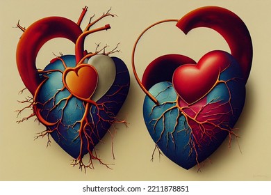 Abstract Art Of Two Hearts Together Concept Art Background Image