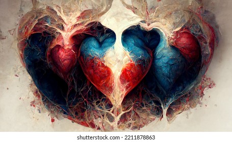 Abstract Art Of Two Hearts Together Concept Art Background Image