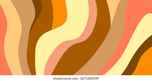 Abstract art using warm tones and flowing curves conveys harmony, movement, and continuous energy. It is suitable for use as a background or decoration that requires a warm and bright feeling.