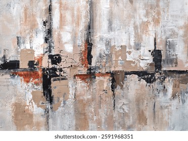 Abstract artistic background, creative design, modern texture effect, fine art wall decor, mural art, printing material, oil painting elements, large strokes, artistic pattern, contemporary artwork