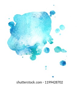 An Abstract Artistic Vibrant Teal Blue Watercolor Background Texture With Copy Space, A Splash Of Paint