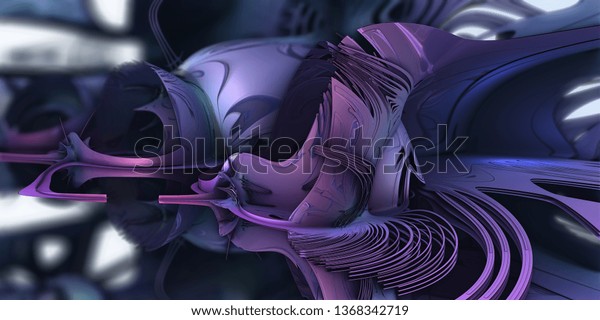 Abstract artwork - 3d illustration, purple oranic
geometric shapes. Recursive curves, square shapes arranged into a
mosaic of geometry. Smooth reflective surface, graphic resource.
fractal artwork