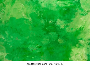 Abstract Artwork greeny. Summer juicy grass colors. Wall designed decor painted shadows of deep greens. Interior Design. Home office. Surface background. Original Author Art painting.