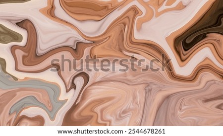Abstract artwork showcasing fluid, swirling patterns in soft beige, tan, and muted brown hues