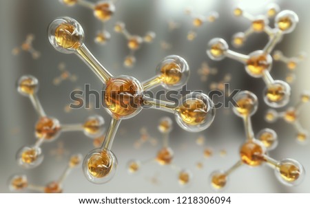Abstract atom or molecule model, Genetic Science or medical background 3d render.