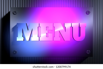 Abstract backdrop with light spot. Menu text. 3D rendering