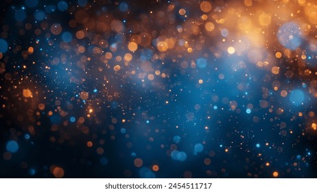 An abstract backdrop in shades of blue and gold, featuring bokeh effects for New Year‘s Eve. Fireworks in the background, with room for text. - Powered by Shutterstock