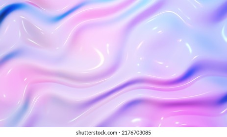 Abstract background 3D  shiny plastic waves and purple blue  textures   lights  interesting lustrous liquid wavy texture  3D render illustration 