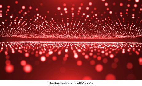 Abstract background with animation of flying flicker particles. Magic backdrop. 3d rendering