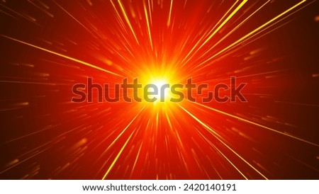 Abstract background with animation of moving lines. Magical floating, shimmering dots and glowing flying lines. Orange light stripes, speed lines, futuristic background. 4k