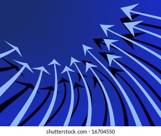 Abstract background of blue arrows