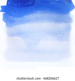 Abstract Background In Blue Color With Ombre Effect. Watercolor Gradient.