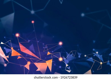 Abstract Background With Blue And Red Polygonal Lines And Triangles. Concept Of Hi Tech And Future. 3d Rendering Toned Image Double Exposure