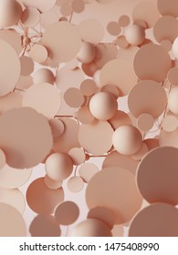 Abstract background for branding, identity and packaging presentation. Nude color sphere and circles ornament background. 3d rendering illustration.