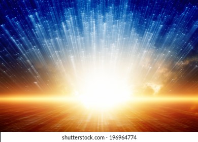 Abstract background with bright light and  glowing horizon