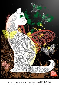 abstract background with a cat
