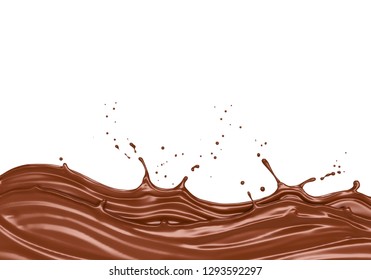 Abstract Background of Chocolate Milk wave splash and swirl shape, 3d rendering.