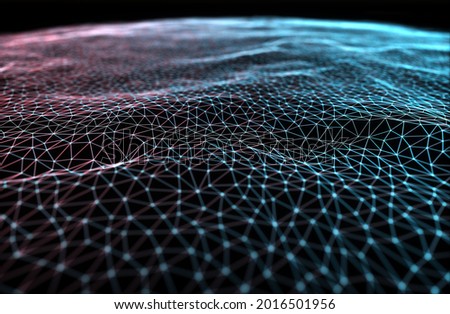 Abstract background. Colorful mesh interconnected lines. Cloud computing concept. 3D illustration.