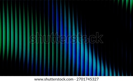 An abstract background composed of vertical stripes in vibrant green and blue tones. Diagonal light and shadow interplay, producing a futuristic and dynamic visual effect with a sense of depth.