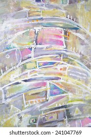Abstract background composition with strokes, splashes and lines.Colorful illustration with different geometric elements. Picture for the interior, as part of wall decorations.