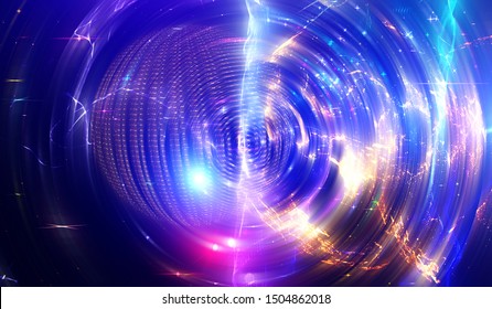 Abstract background of curved lines in multicolored colors. Circles of traffic in the tunnel. Illustration background for your design.