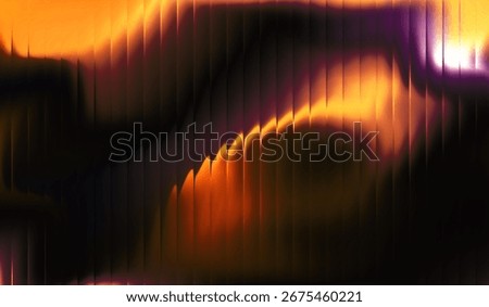 Abstract background of dark orange liquid with striped effect. Refraction of wavy striped glass.