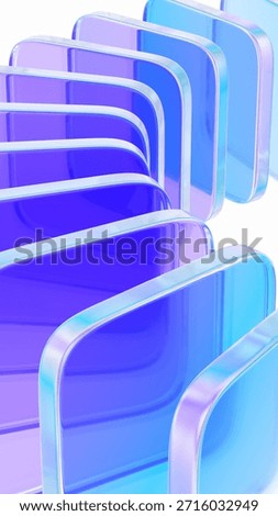 Abstract background design, composition with glass shapes, vertical orientation, 3d render