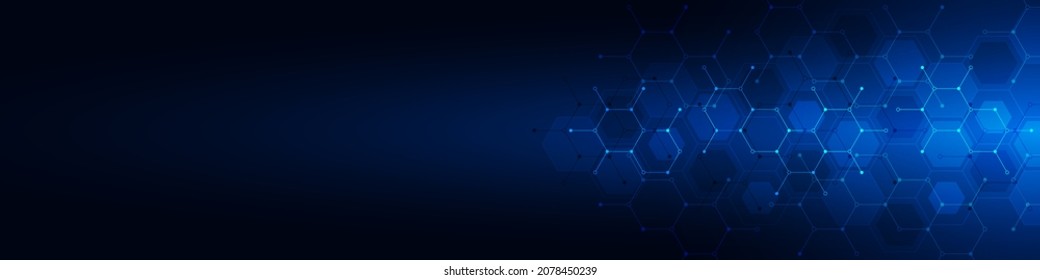 Abstract background and design element with geometric shape and hexagon pattern for banner or website header template. Illustration