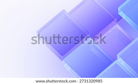 Abstract background design, geometric composition with purple glass cubes, 3d render