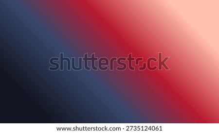 Abstract background displays a smooth diagonal color transition starting with deep navy blue moving toward bright crimson red and concluding with a soft pale peach tone ideal for modern digital presentations or website banners.